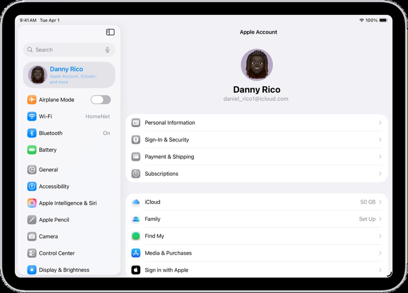 Select Sign in and Security Settings