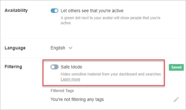 Tap Safe Mode Option