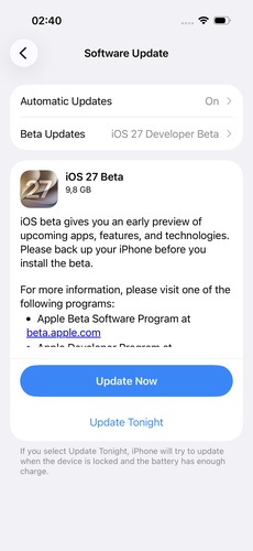 Tap Update Now for Ios