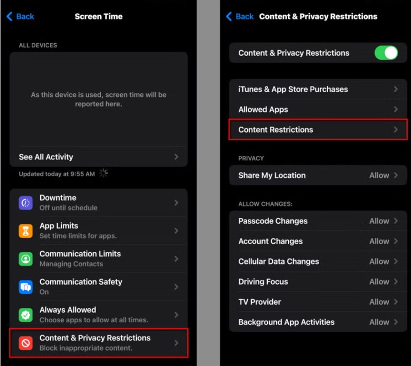 Toggle Allow for Account Changes
