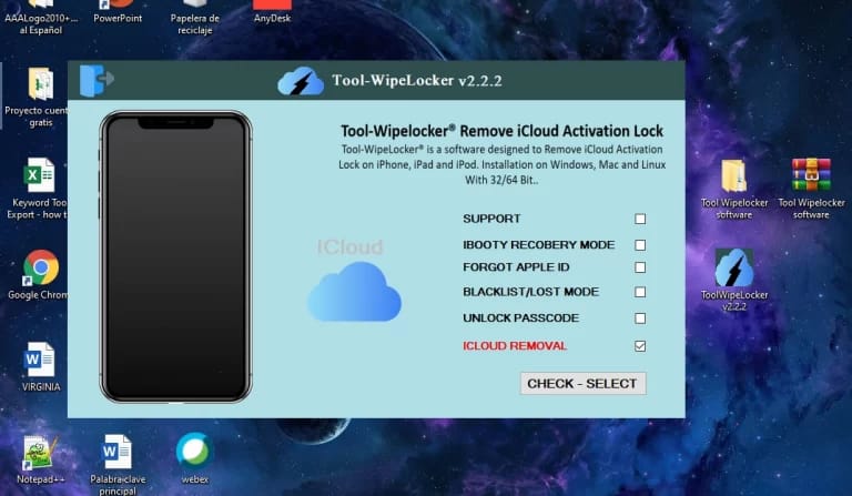 remove icloud by tool wipelocker