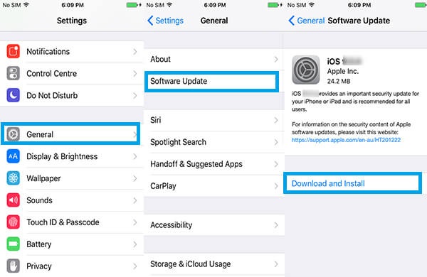 Update Ios in Settings under Software Update