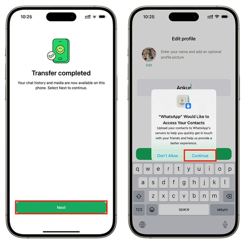 기존 iPhone에서 WhatsApp 채팅 다시 전송