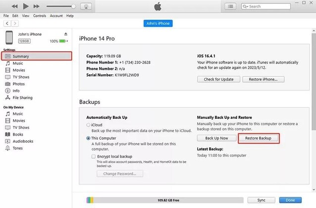 Recover iPhone Calendar from iTunes backup