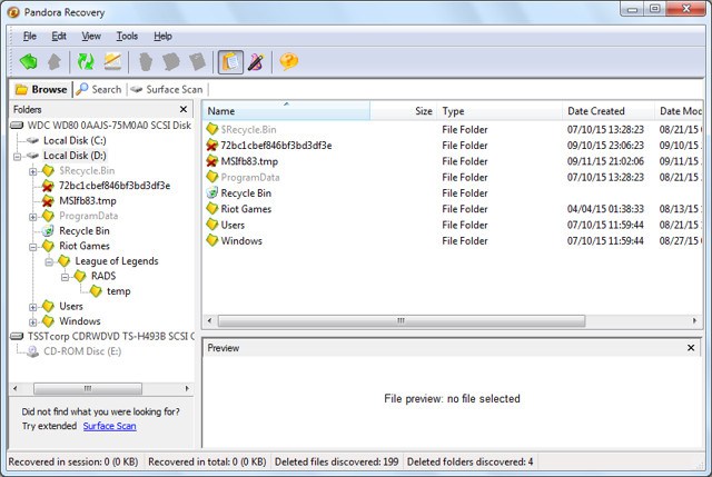 pandora recovery windows 7