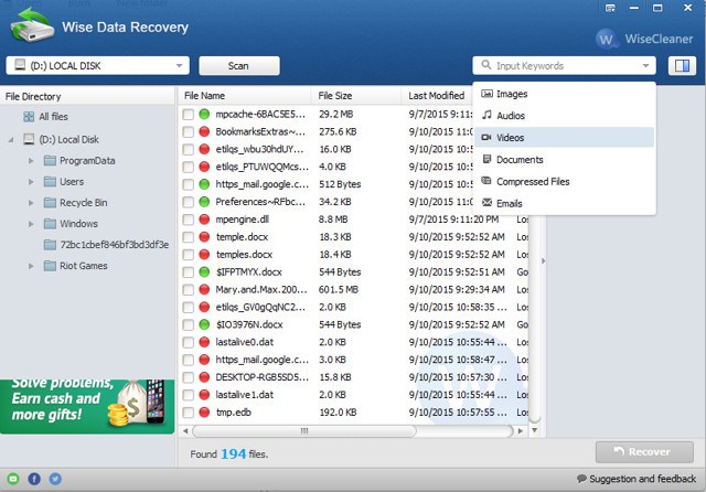 Wise Data Recovery 6.1.4.496 download the new for windows