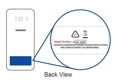 model information on the back samsung