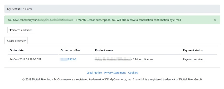 click yse to confirm cancellation