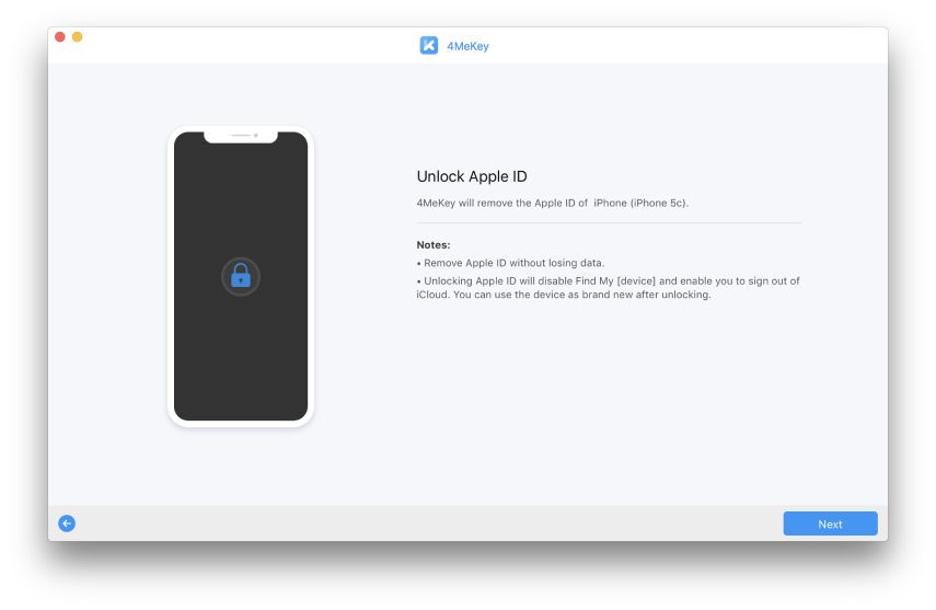 разблокировать идентификатор Apple - руководство 4MeKey