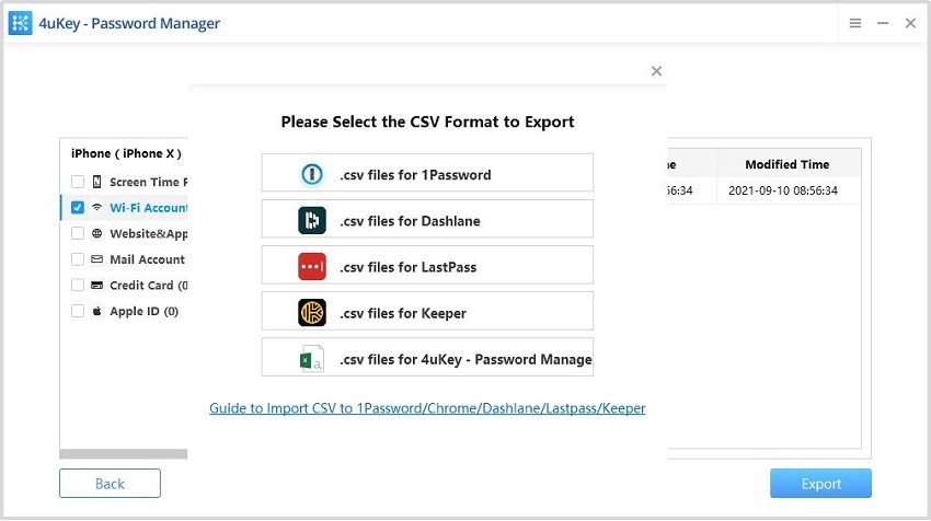  export password