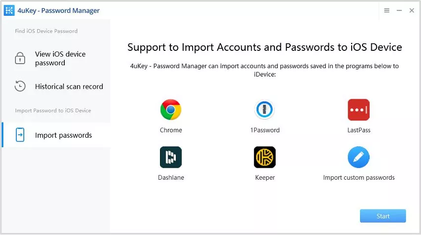 start importing passwords