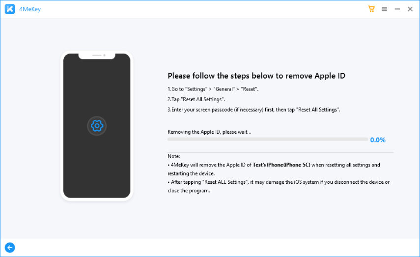 delete icloud account if find my iphone is on