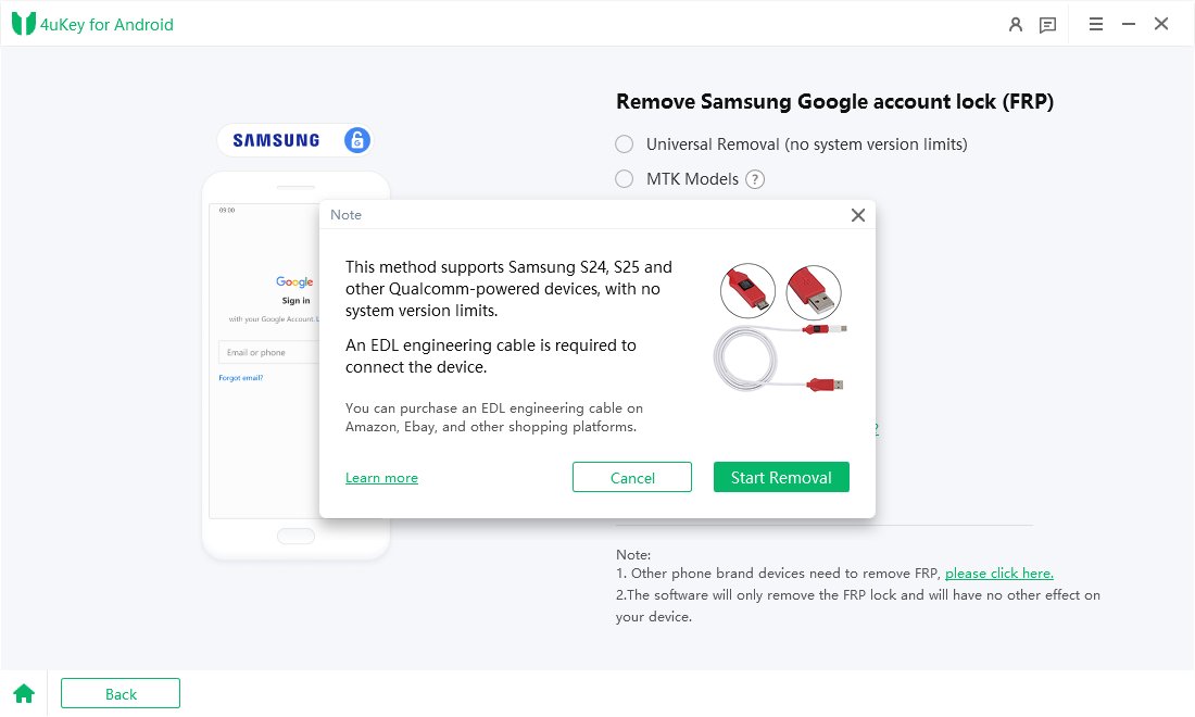 start frp removal with edl cable