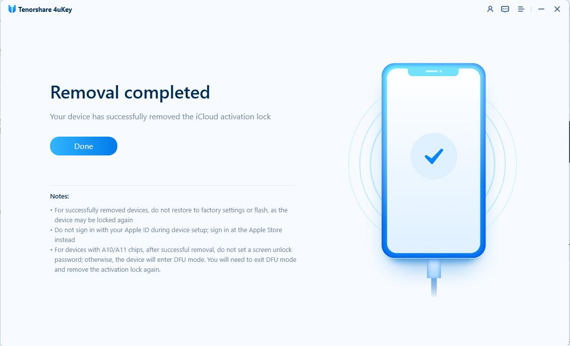 removal iphone icloud activation lock completed