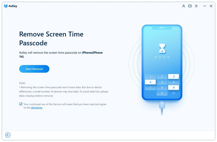 click remove screen time passcode with 4ukey