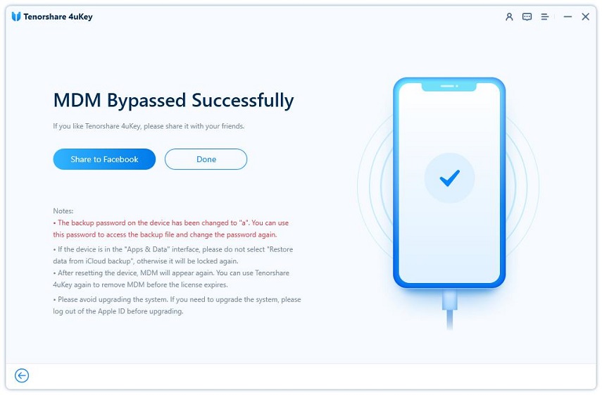 remove mdm with 4ukey successfully