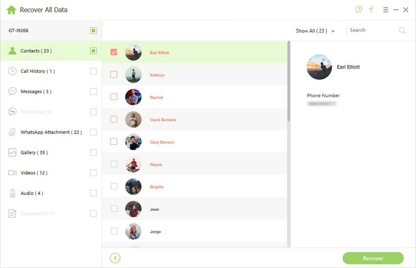 recover and save contacts