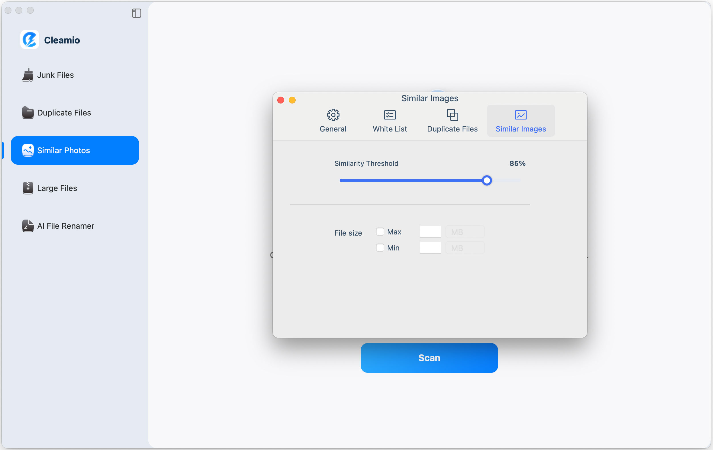 customize scanning settings for similar photos
