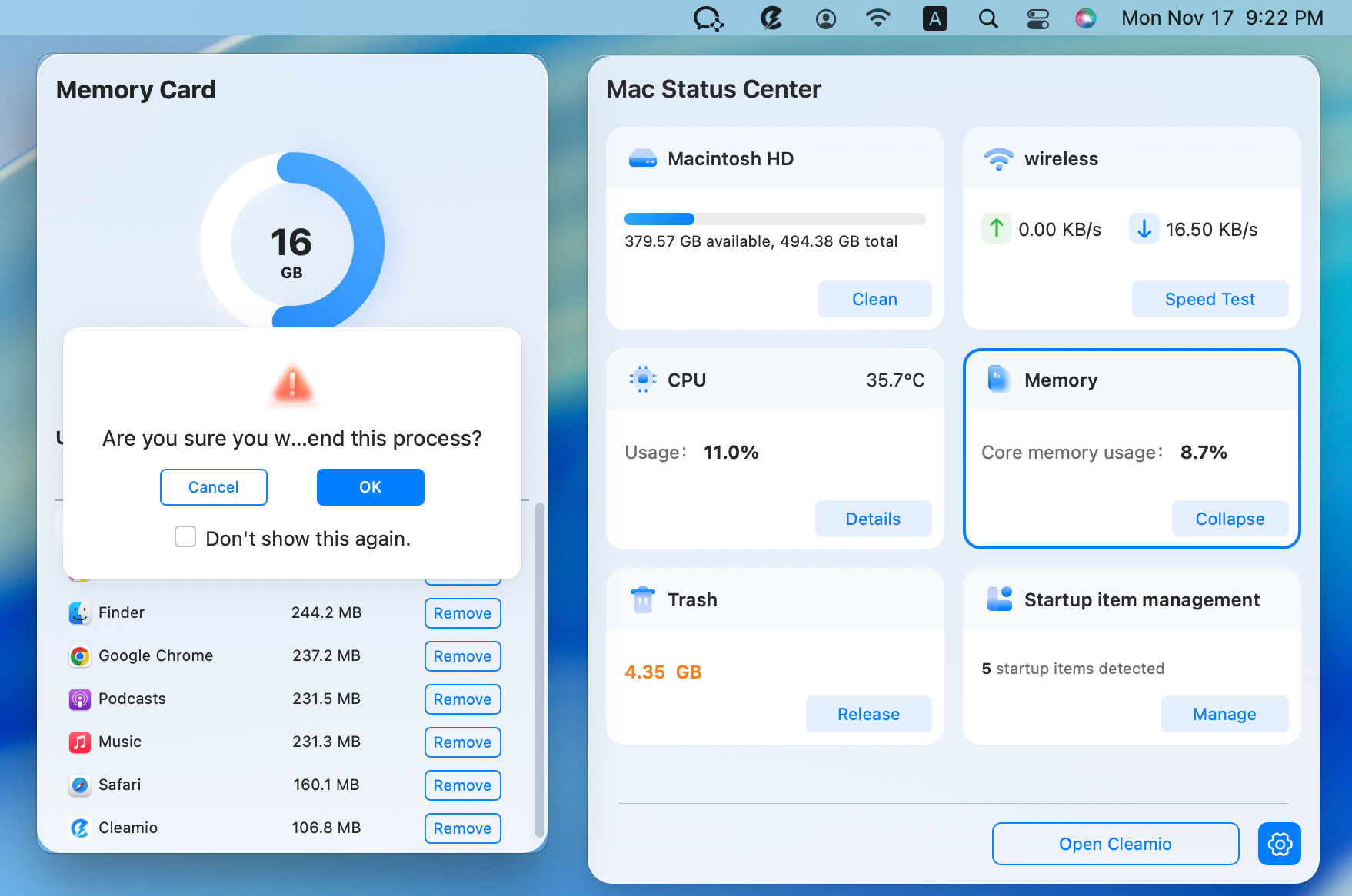 end app process to free up memory