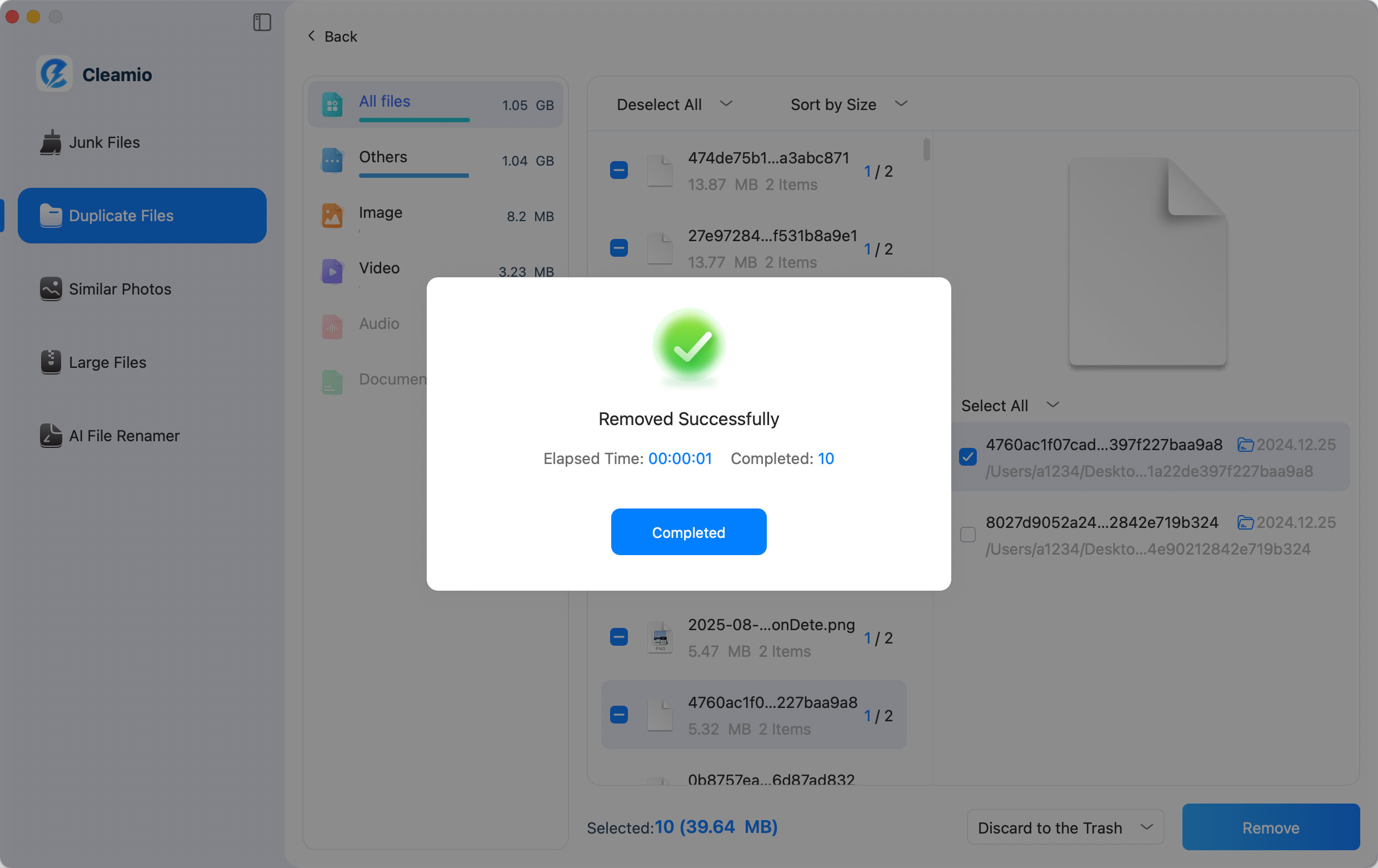 select duplicate files to remove