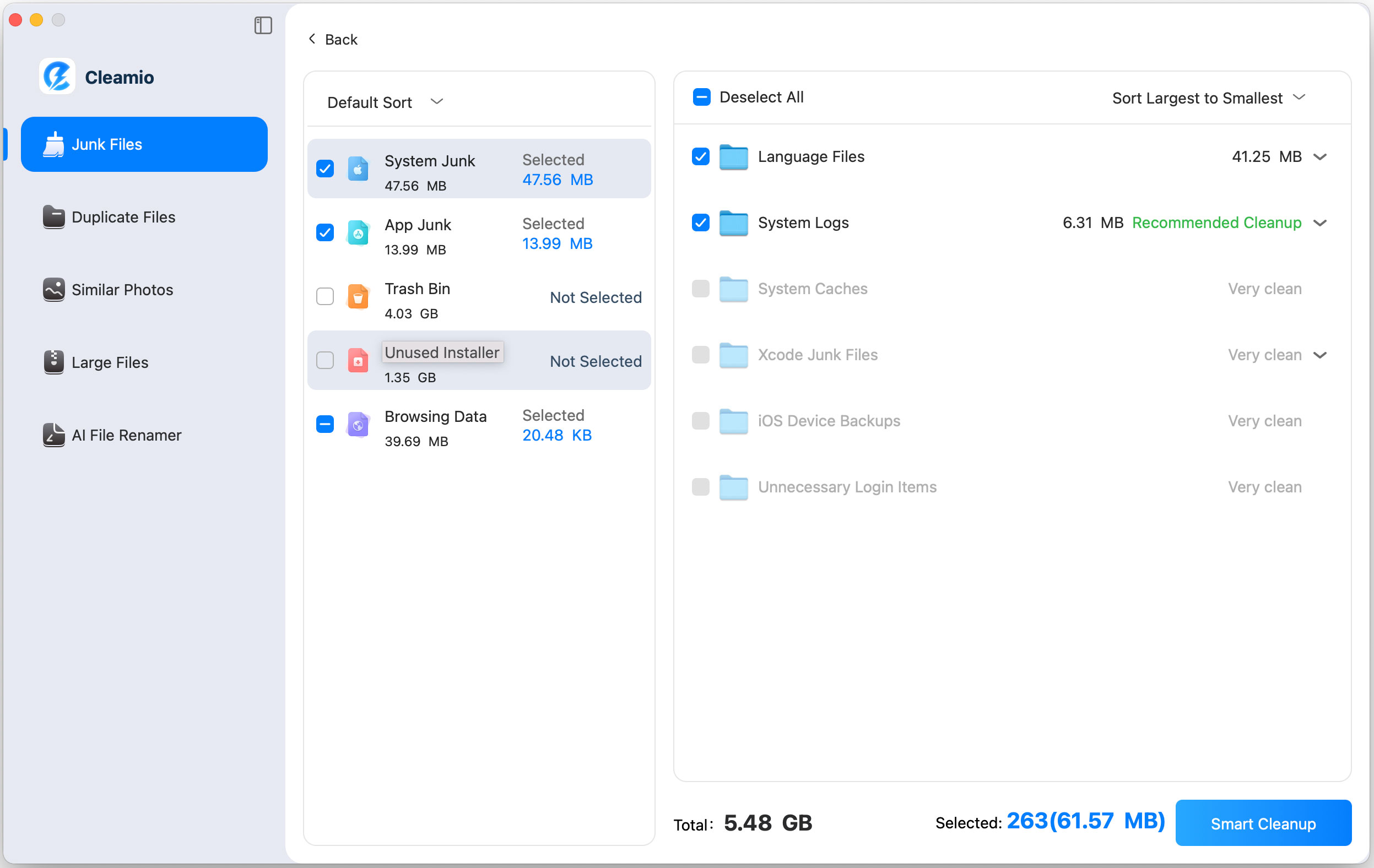 smart remove junk files