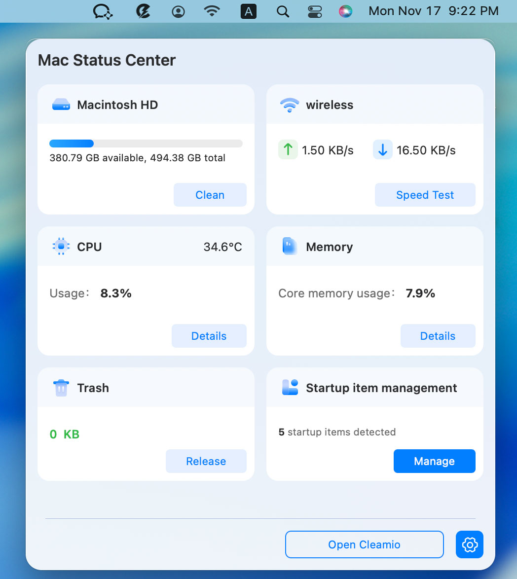 Select Startup Item Management Module