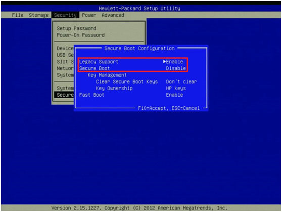 hewlett packard bios security