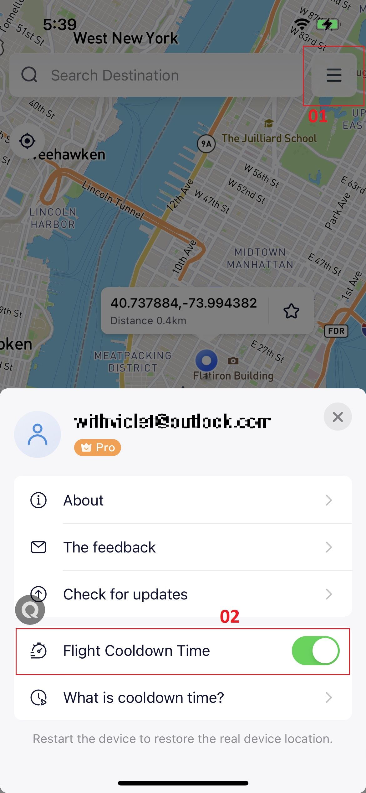 how to use ianygo ios app to change location