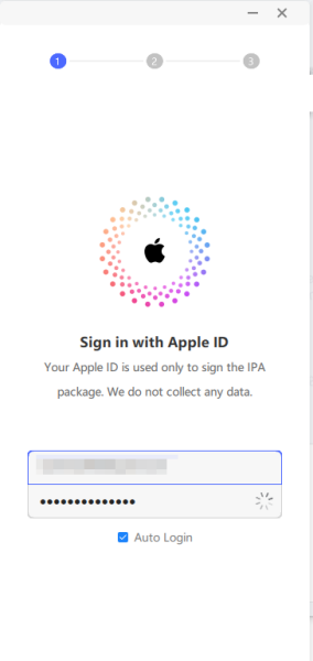 Sign in Apple ID for iAnyGo mirroring installation