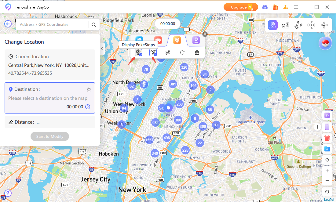 click Pokestops & Gym