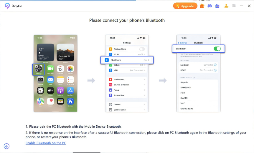 iAnyGo Device Bluetooth Connection