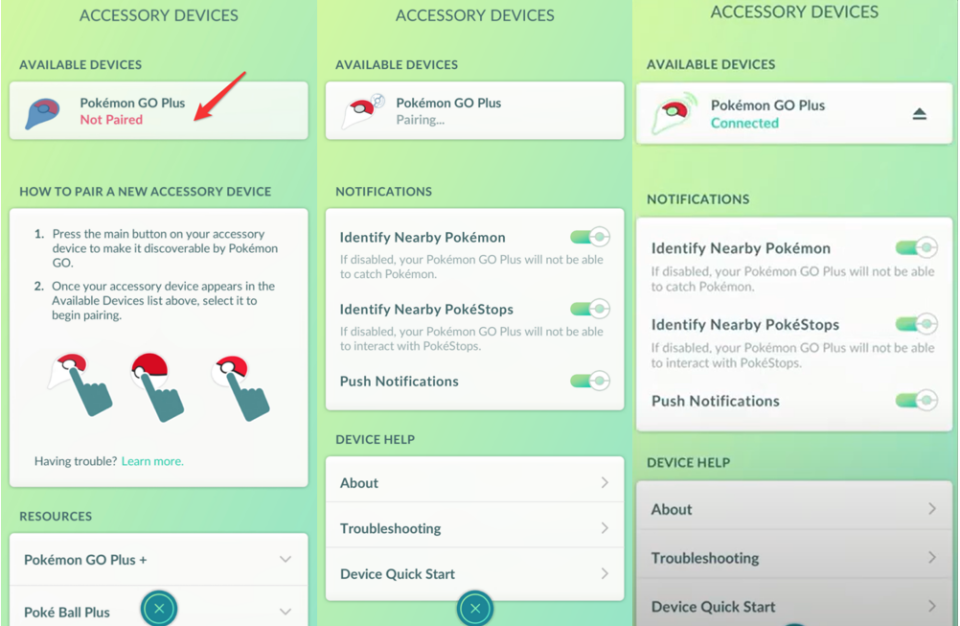 Pairing Pokemon GO Plus