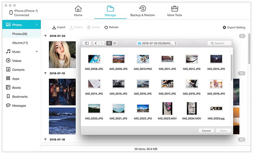 import photos from android to mac