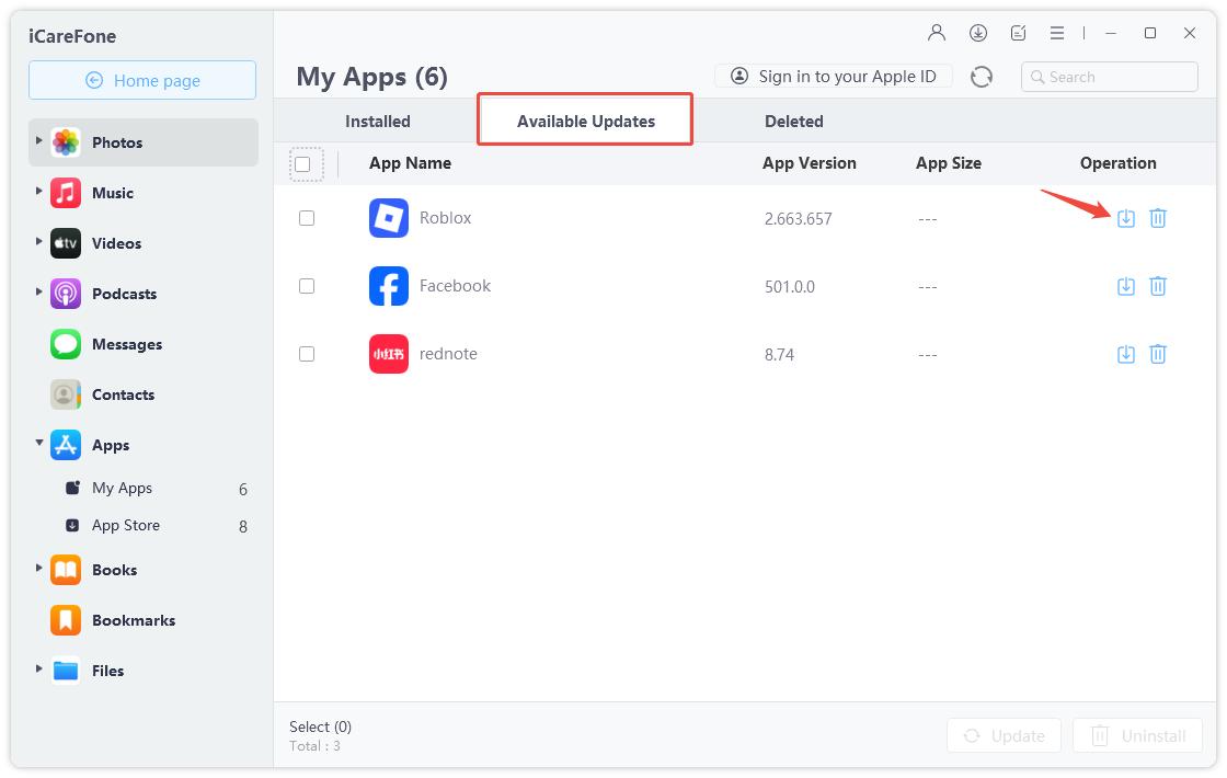 available updates