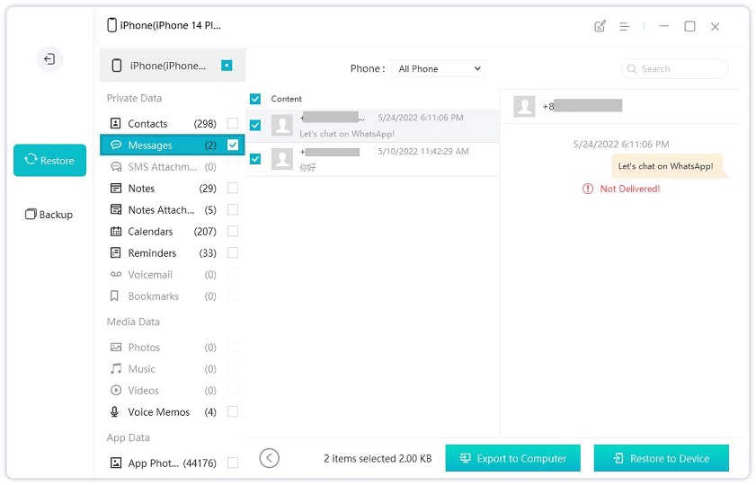restore archived messages