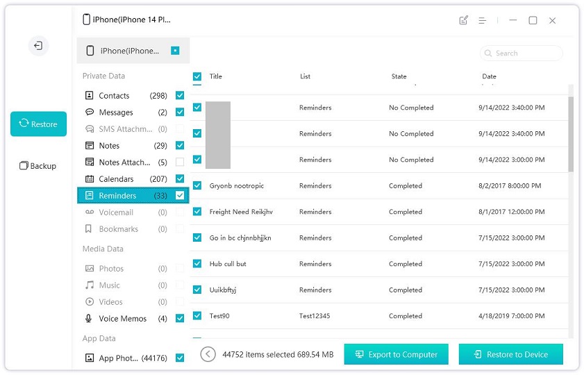 export reminders to  computer