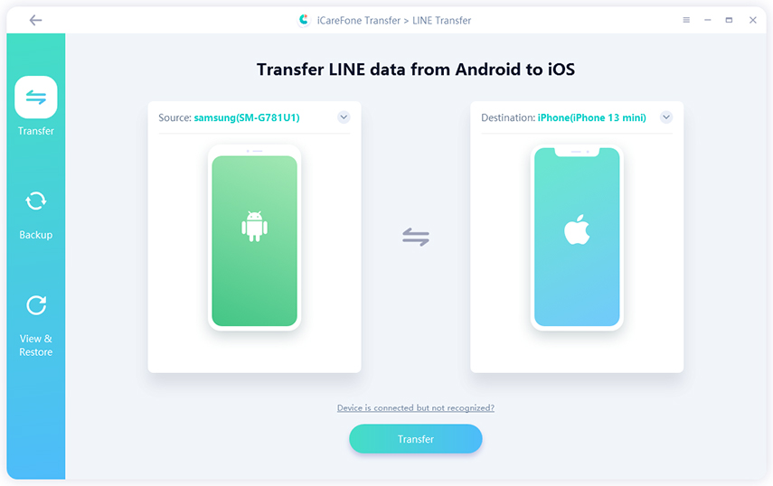 icarefone transfer line - step 1