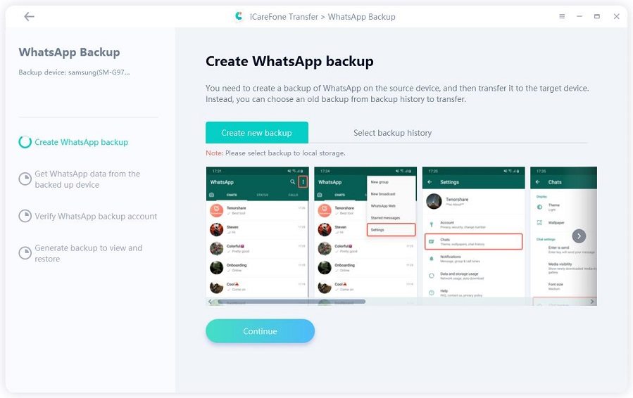 create whatsapp backup file on android