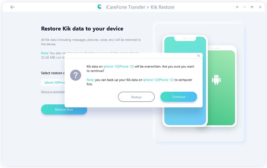 kik data on target device will be overwritten- guide