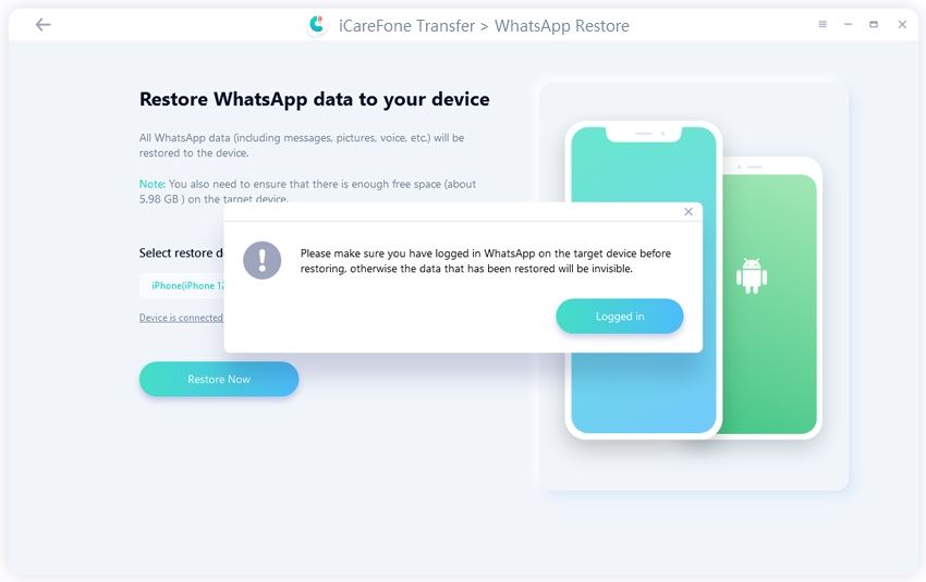 inloggen in WhatsApp voor het herstel - handleiding