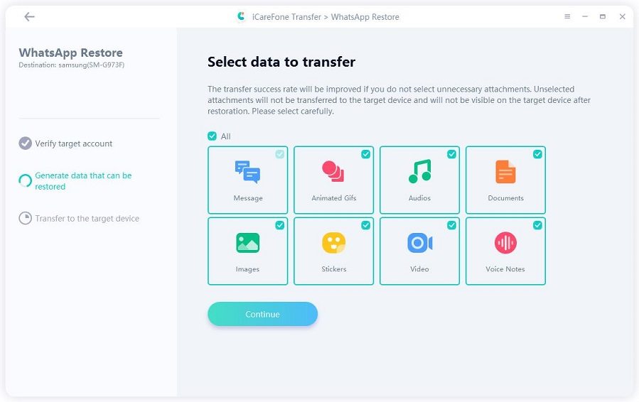 select data to retsore