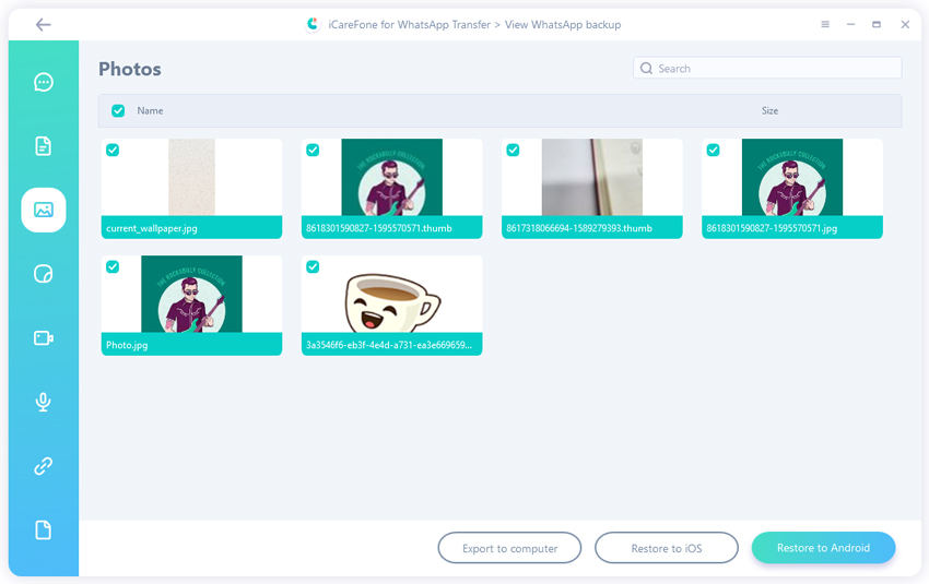 choose data icarefone whatsapp transfer
