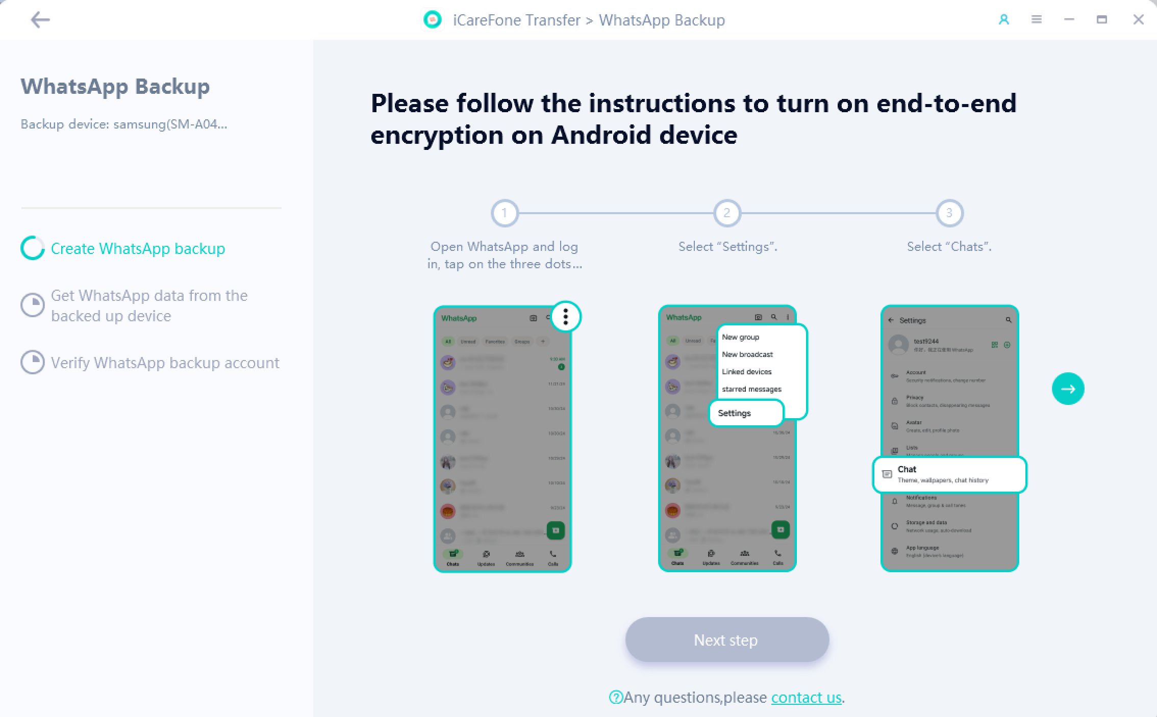 turn on end to end encryption android