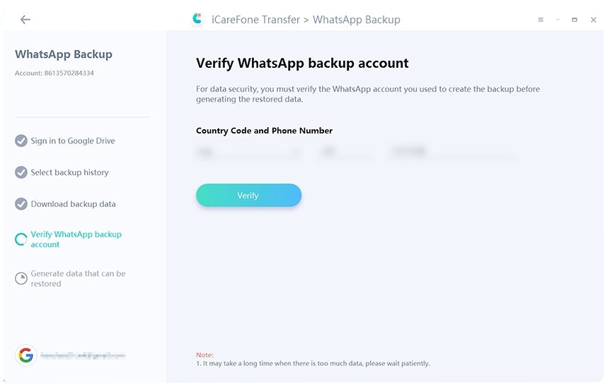 verifieer whatsapp back-upaccount