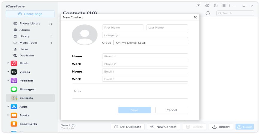 icarefone guide-import contacts