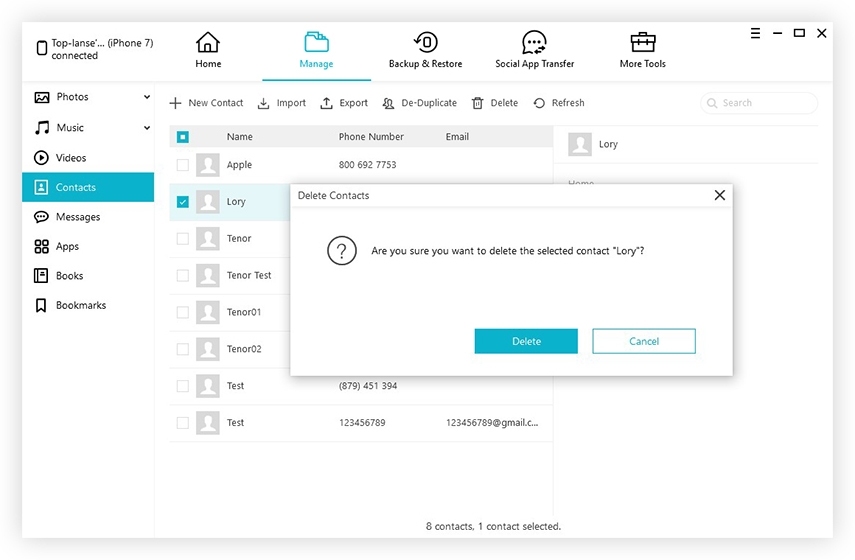 choose delete contacts