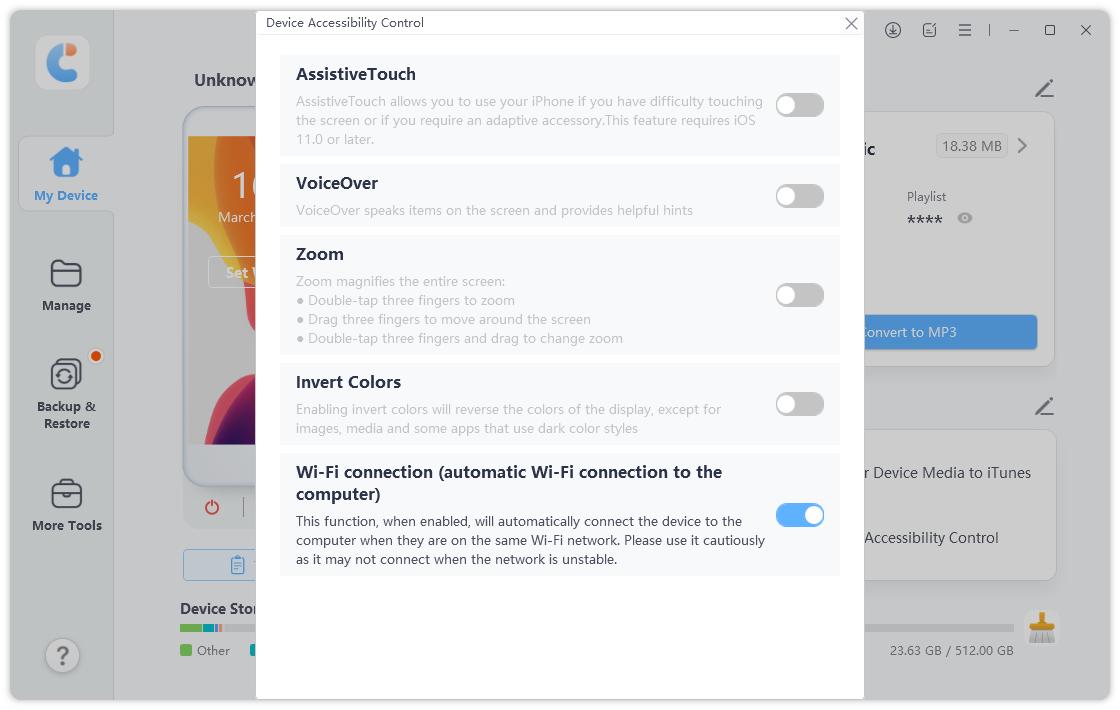 device accessibility control