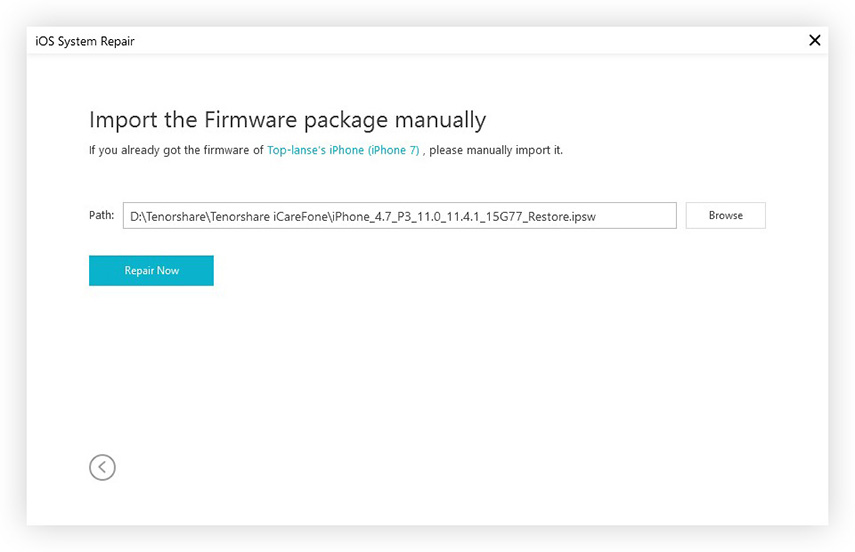 import ipsw files - icarefone guide