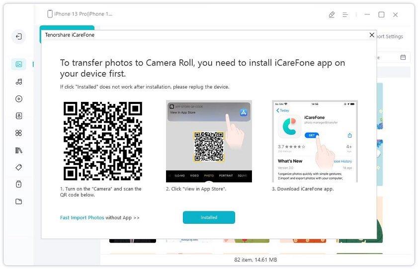 import photos to iphone note - icarefone guide