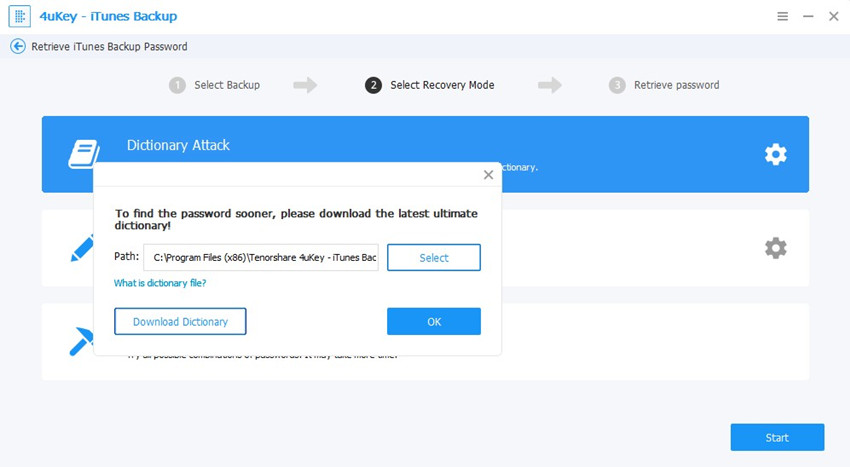 dictionary attack settings